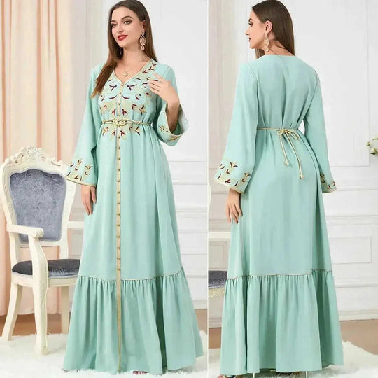 embroidered maxi dress | breathable cotton fabric | long sleeve midi dress | ultrasonic cleaning