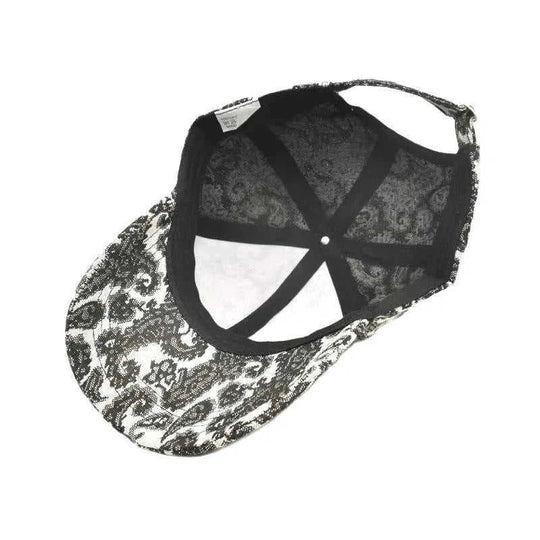 paisley pattern baseball cap | lightweight cotton blend cap | adjustable snapback closure | energy saving