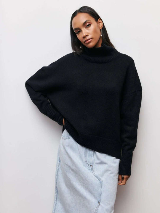 Winter Turtleneck Sweater Ins Solid Color Long Sleeve Pullover Top Women's Clothing Meifu Market