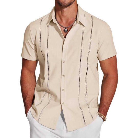 Men's Hawaiian Print Short Sleeve Lapel Shirt - Meifu Market