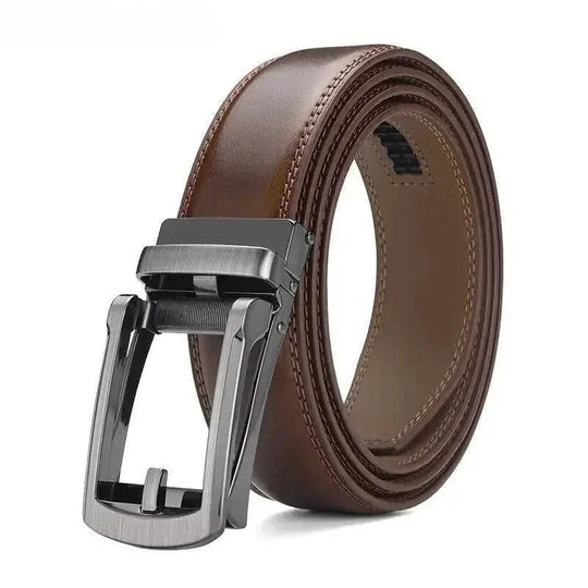 Men's Automatic Buckle Pure Cowhide Pant Belt Black Pattern - main product image