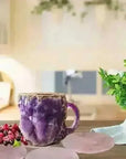 400ml Resin Crystal Coffee Mug - Elegant Mineral Design with Handle - view 7 (pattern: check)