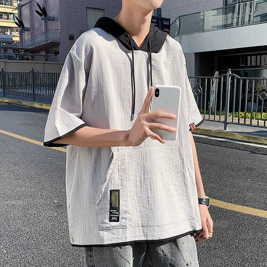 Mens Loose-fitting Casual Mock Two-piece Short-sleeve Shirt XL - packaging and presentation