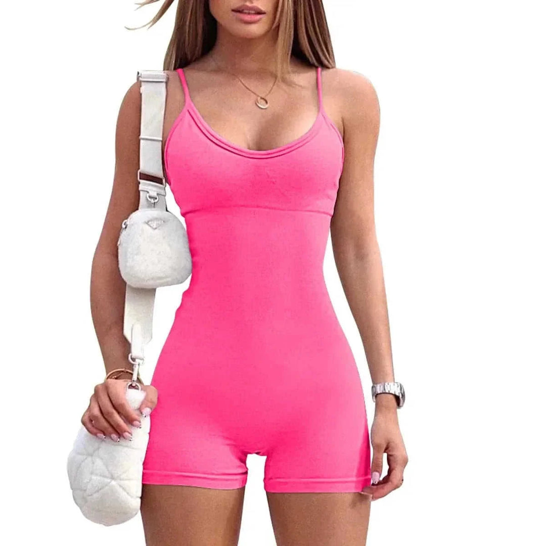 high-waisted yoga romper | moisture-wicking sportswear | seamless workout jumpsuit | ultrasonic cleaning