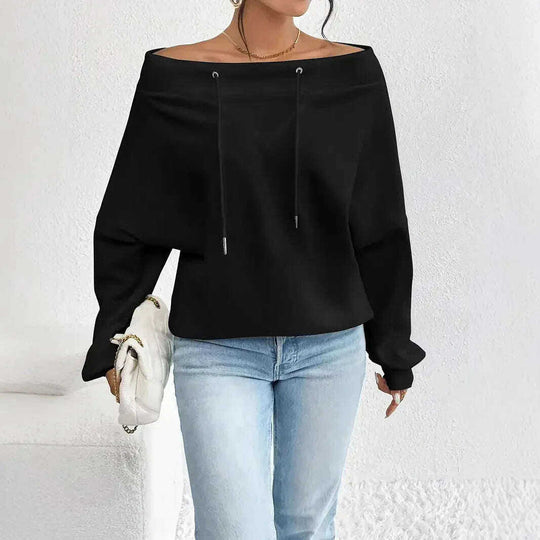 Women's Loose Casual Drawstring Off-the-shoulder Off-shoulder Top Meifu Market