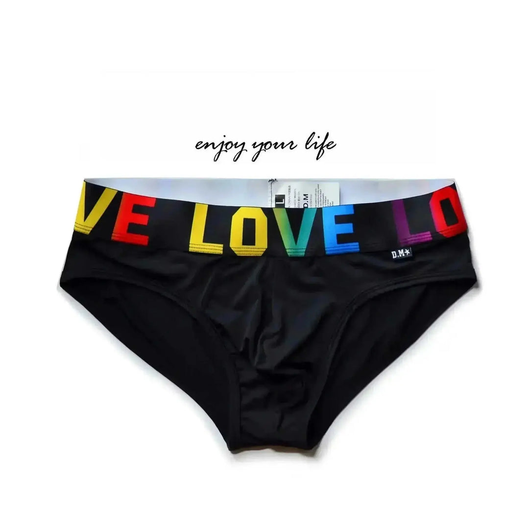 low waist mens briefs | solid color underwear | rainbow letter print | ultrasonic cleaning