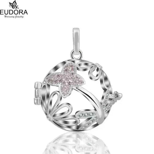 pink crystal locket necklace | 18mm pregnancy bola necklace | adjustable length maternity jewelry | energy saving
