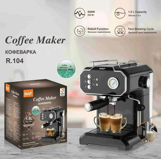 stainless-steel milk frother | 15-bar pressure steam wand | home barista coffee maker | energy saving