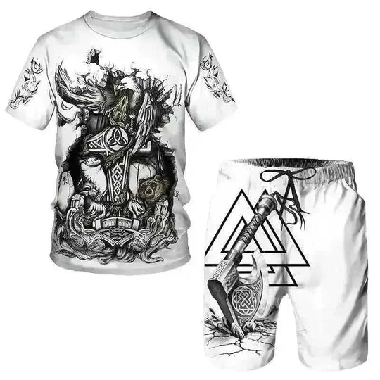 3D Printed Men's T-shirt Sports Suit - view 11 (material: polyester | pattern: solid, check | style: casual, retro |...