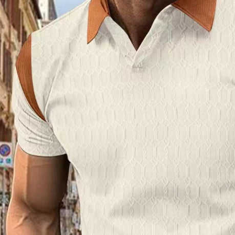 Waffle Jacquard Polo – Men's Asymmetric Textured Casual Shirt