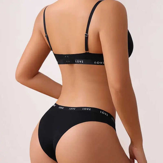 Letter Seamless Ice Silk Feel Underwear Underwear Suit Without Steel Ring L - side view showing details