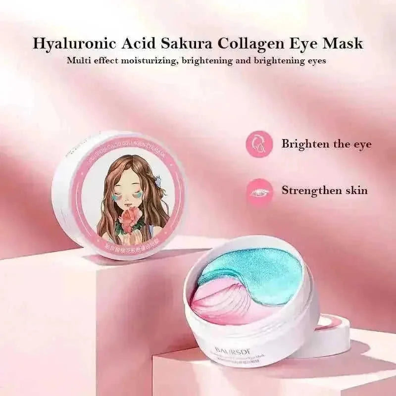 Hyaluronic Acid Eye Mask - 60Pcs Cherry Blossom Collagen Eye Patches for Dark Circles, Puffiness & Fine Lines Default Titl...