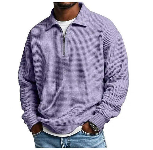 Mens Half-Zip Collared Polo Shirt Top Navy Blue - available style options