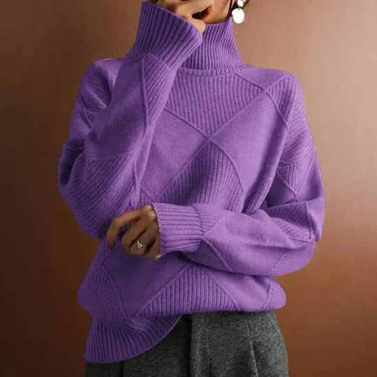 Turtleneck Sweater Women - Loose Knit Warm Pullover Solid Color Meifu Market
