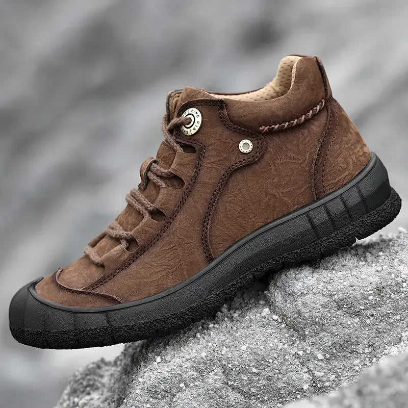 Genuine Leather Mid-top Men's Shoes Closed Toe Anti-kick Outdoor Leisure Meifu Market