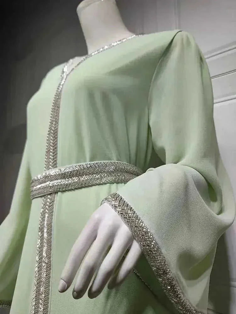 ramadan kaftan abaya | long sleeve kaftan dress | breathable cotton abaya | ultrasonic cleaning