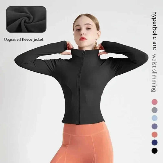 quick-dry yoga jacket | slim fit workout jacket | moisture wicking sports top | energy saving