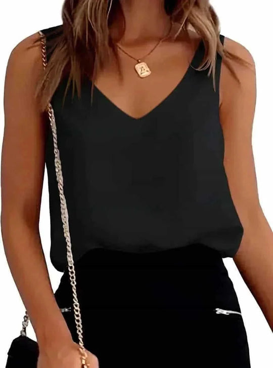 stretch cotton fabric | loose fit camisole | v-neck tank top | energy saving
