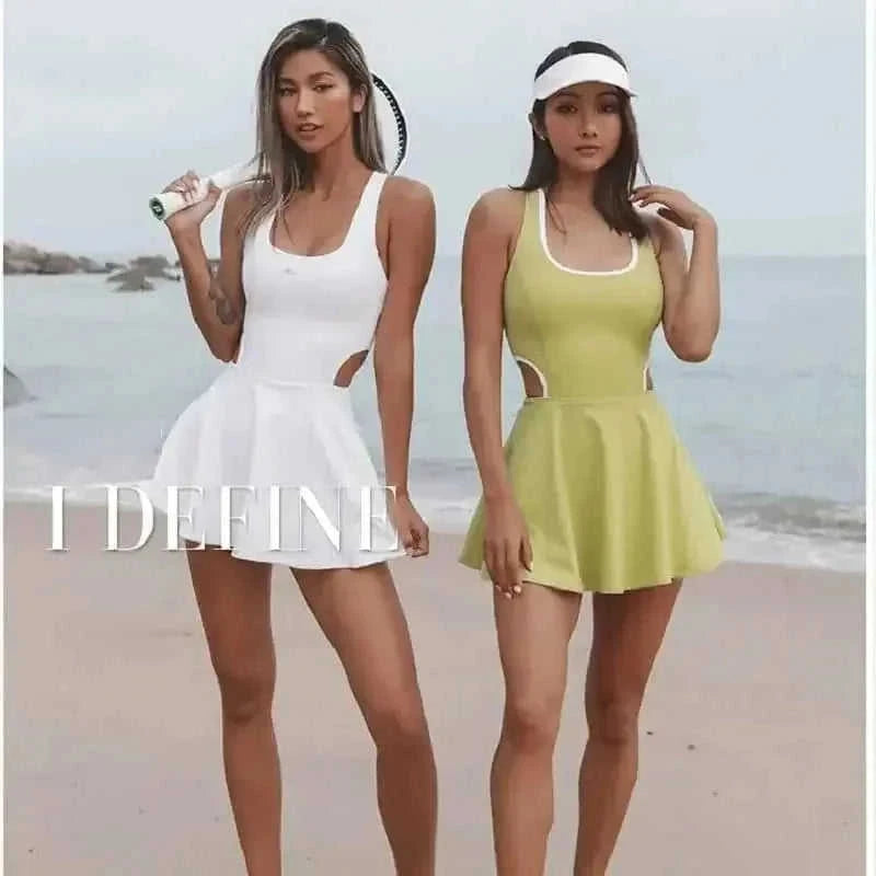 moisture-wicking fabric | built-in shorts tennis dress | seamless all-in-one suit | energy saving