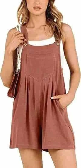 adjustable strap overalls | loose fit short jumpsuit | cotton blend romper | ultrasonic cleaning