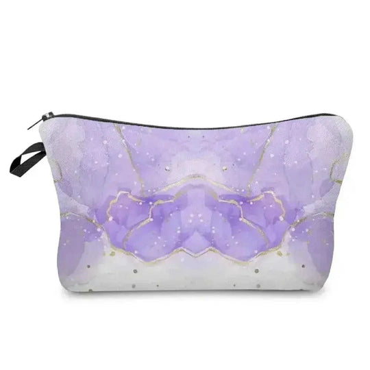 marble pattern makeup bag | vegan leather cosmetic organizer | waterproof cosmetic pouch | ultrasonic cleaning