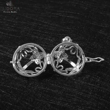 pink crystal locket necklace | 18mm pregnancy bola necklace | sterling silver maternity jewelry | energy saving