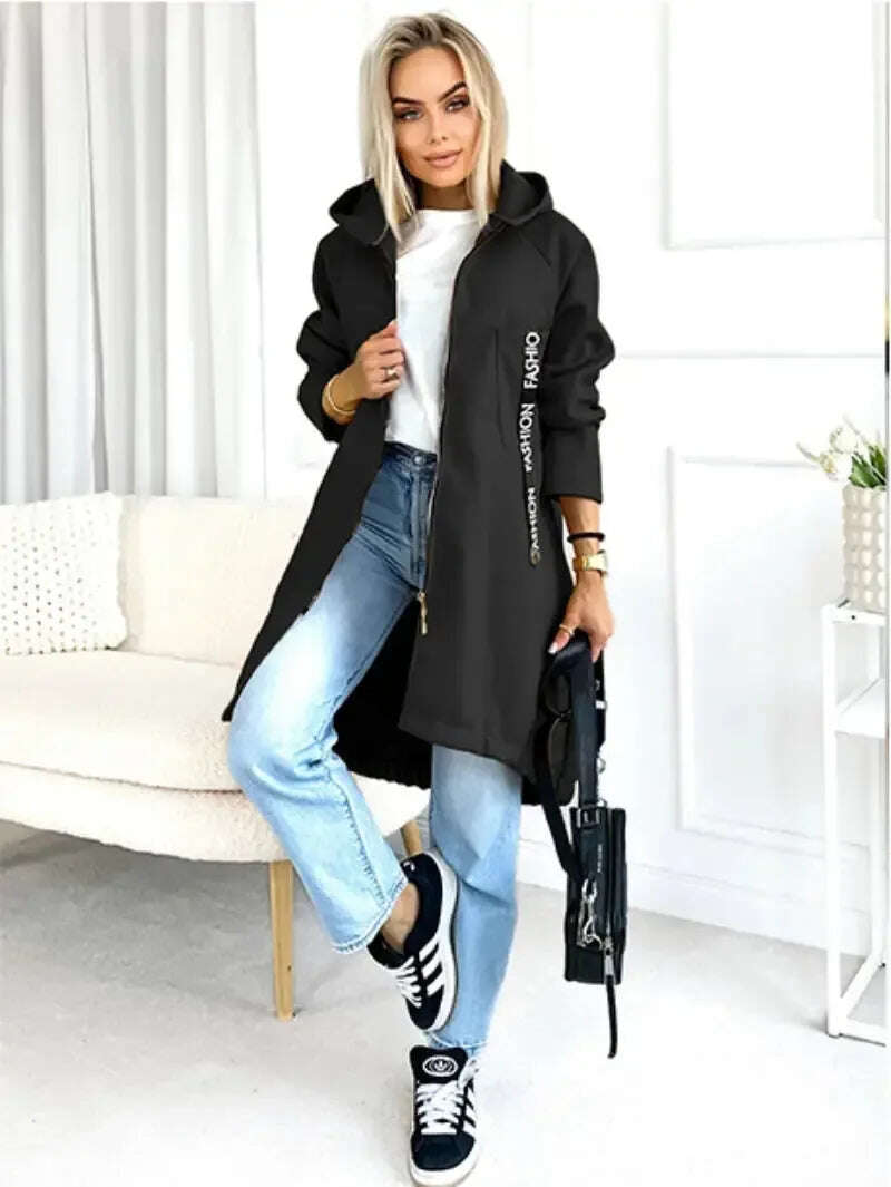 Women's Zip-Up Hoodie Brushed Fleece Jacket Long Sleeve Meifu Market