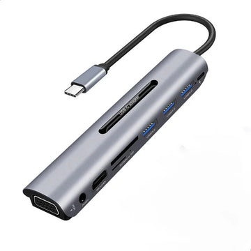 usb c docking station 9 in 1 | type c hub with hdmi and vga | aluminum alloy construction | energy saving