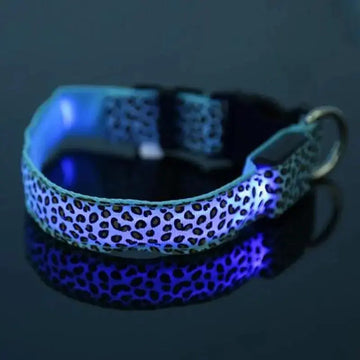 LED Dog Collar Safety Adjustable Nylon Leopard Pet Collar Meifu Market