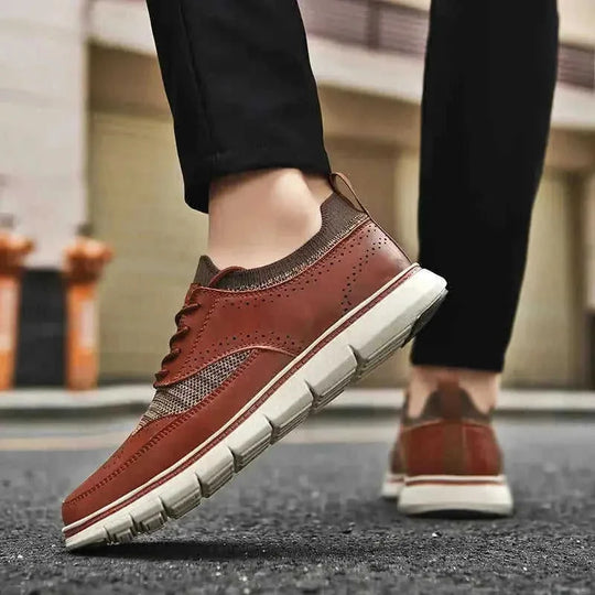 genuine leather upper | goodyear welt construction | classic brogue detailing | energy saving