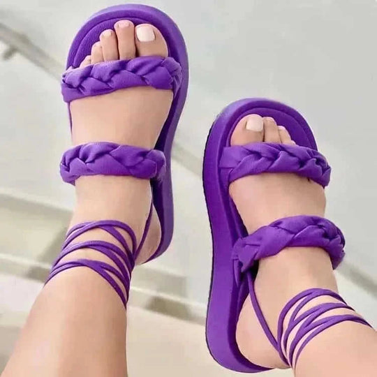 strappy sandal women | candy color flats | woven summer shoes | energy saving
