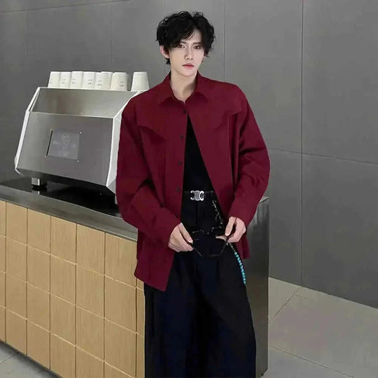 Men's Autumn Ruoshuai High-grade Long-sleeved Shirt L - back view