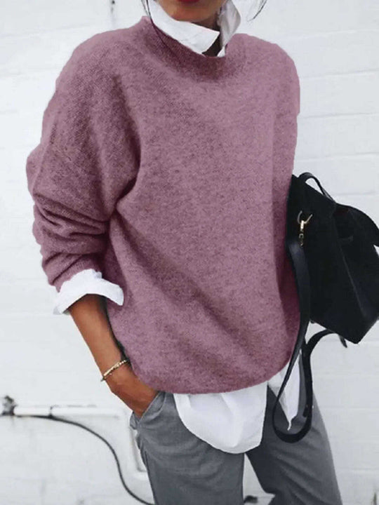 Fashion Long Sleeve Pullover Sweater Fall And Winter Fashion Solid Color Knitted Tops For Women Clothing Meifu Market