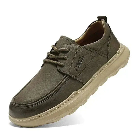 Autumn New Casual Leather Shoes Men's Fashionable All-match Fashionable Shoes Lightweight Gray - complete package contents