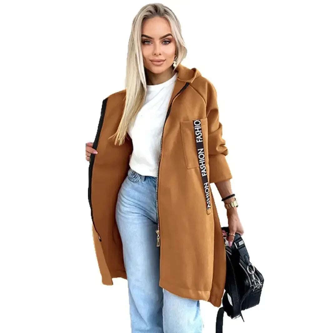 Women's Zip-Up Hoodie Brushed Fleece Jacket Long Sleeve Meifu Market