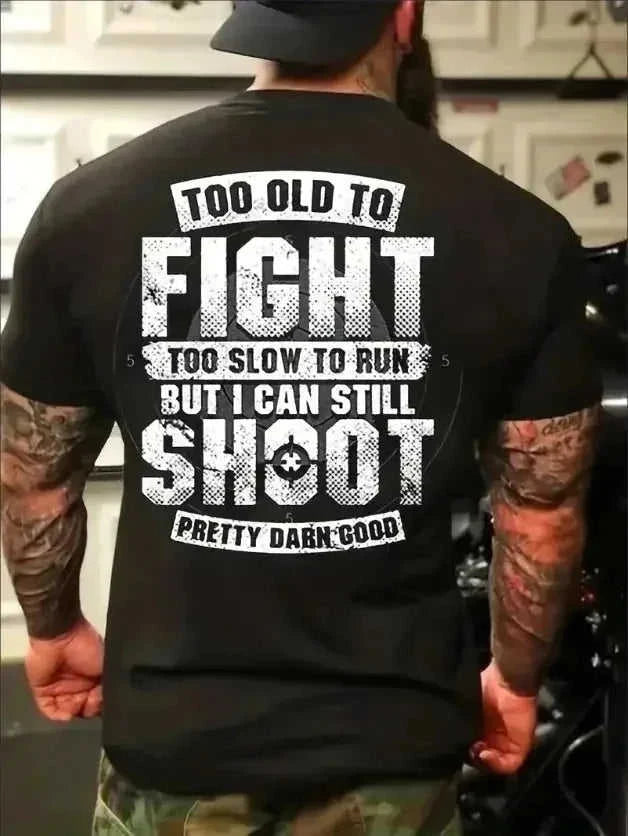 plus size graphic tee | big and tall mens tshirts | fight shoot graphic print | energy saving