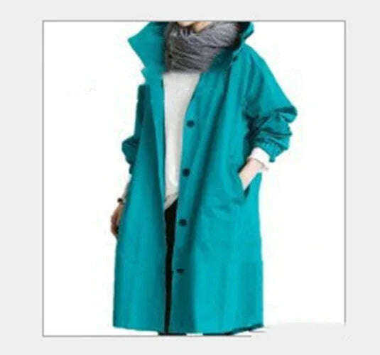 Women Windbreaker Jacket Casual Loose Button Pockets Hooded Quick Dry Windproof Waterproof Clothes For Outdoor Hiking Camping Meifu Market
