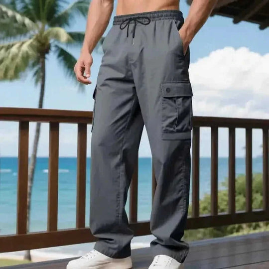 heavy-duty cotton cargo pants | loose fit mens trousers | outdoor hiking pants | energy saving