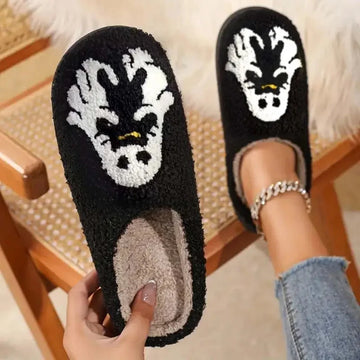 non-slip sole slippers | closed-toe house shoes | embroidery cartoon slippers | energy saving