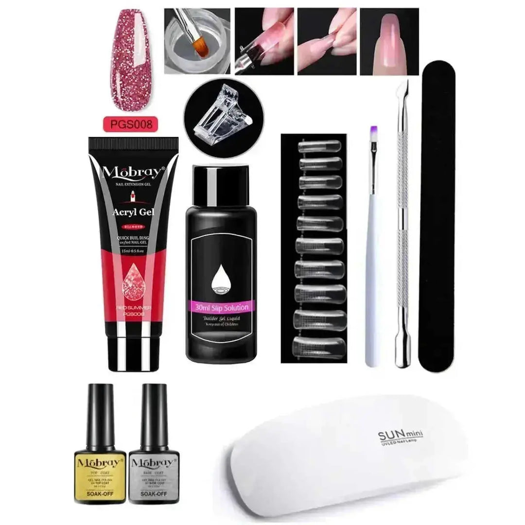crystal nail extension kit | professional nail art set | acrylic nail forms set | ultrasonic cleaning