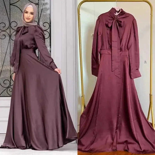 long sleeve maxi dress | breathable cotton hijab dress | plus size modest fashion | energy saving