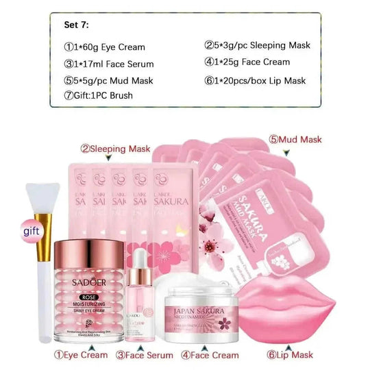 sakura-infused whitening cream | 24k gold anti-aging serum | complete facial skincare kit | ultrasonic cleaning