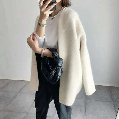 Women's Cardigan Sweater Single Breasted Knit Jacket Spring Fall Meifu Market