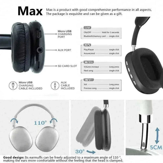 wireless bluetooth 53 | over-ear gaming headset | long battery life for sports | ultrasonic cleaning