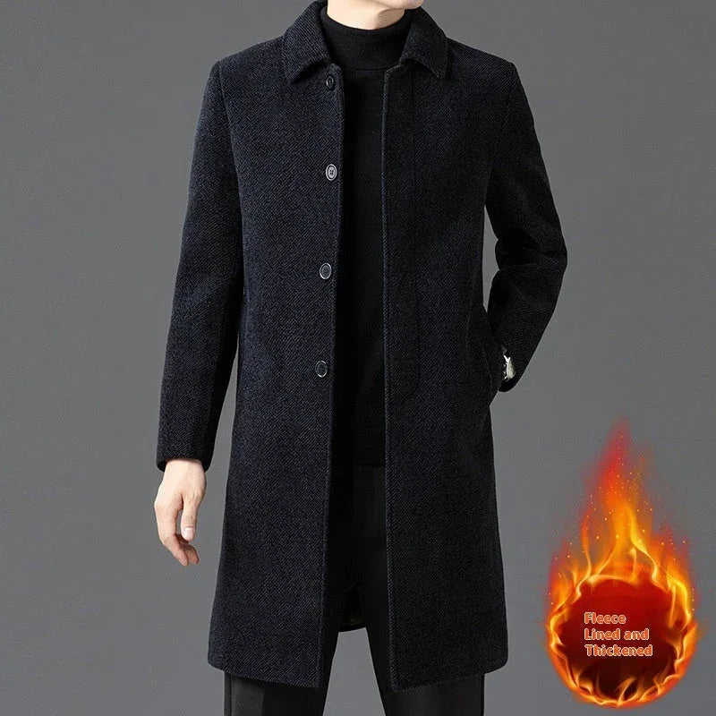 Temperament Lapel With Velvet Men's Woolen Coat Meifu Market