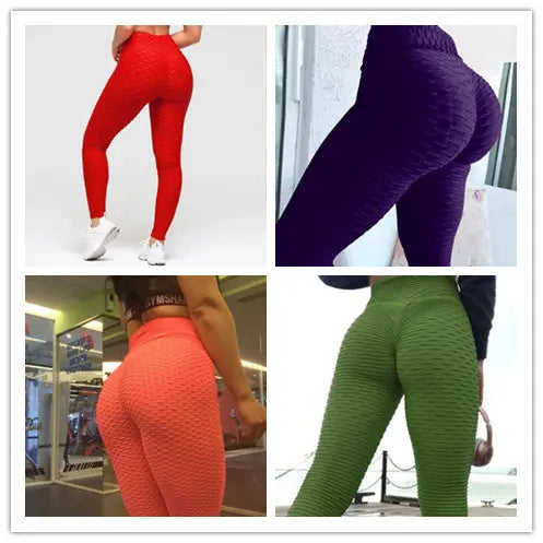 Women's High Waist Scrunch Textured Compression Leggings - Meifu Market