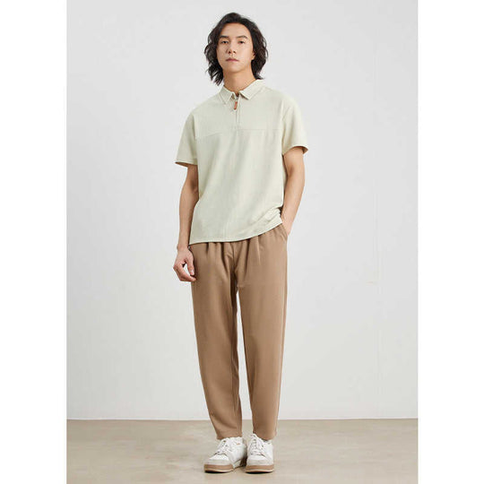 Open-Mesh Waffle Polo Shirt for Men's Relaxed Summer Style
