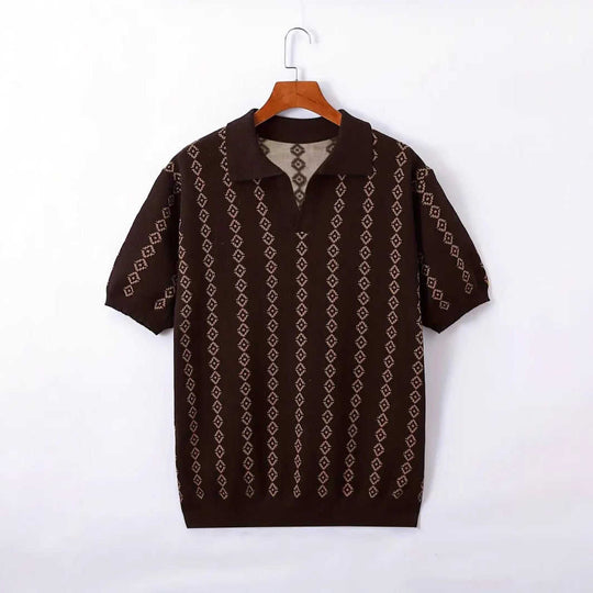 Striped Jacquard Knit Polo – Men's Regular Fit Summer Shirt