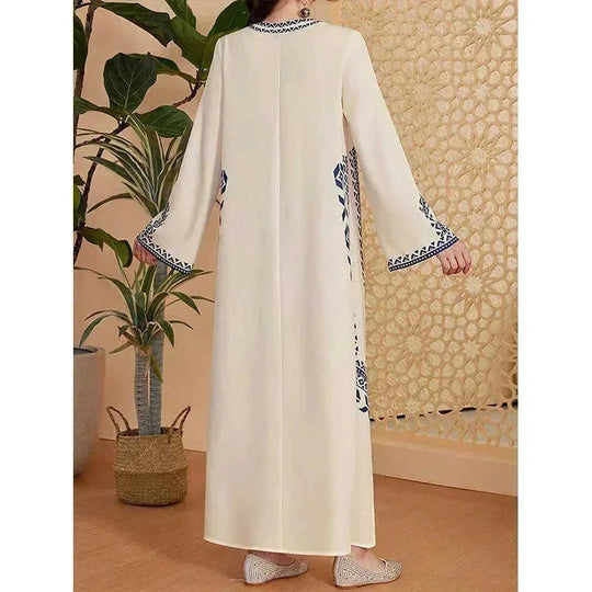 arabic print maxi dress | v-neck kaftan dress | lightweight cotton robe dress | ultrasonic cleaning