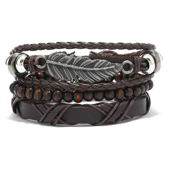 braided leather bracelet for men | vintage life tree charm bracelet | rudder charm wood beads bracelet | ultrasonic cleaning